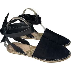 Loeffler Randall Black Suede Espadrille Lace Up Sandals    Size: 7.5B